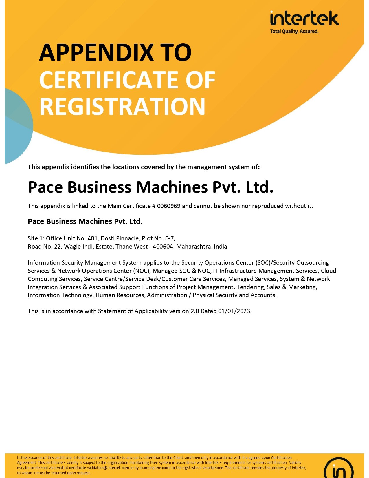 ISO Certificate Back