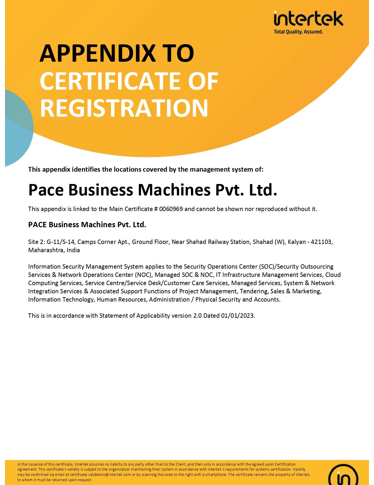 ISO Certificate Back